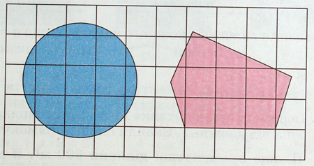 Знайди площу круга і п'ятикутника