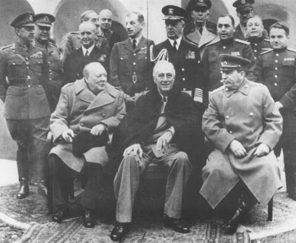 На Кримської конференції: В.Черчилль, Ф.-Д.Рузвельт, Й.Сталін. Ялта, 1945 р.