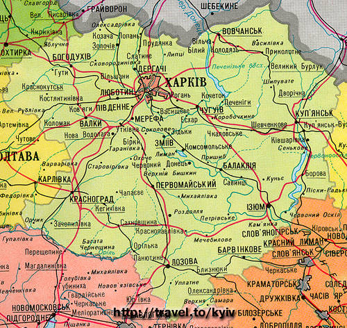 Сучасна карта Харківської області
