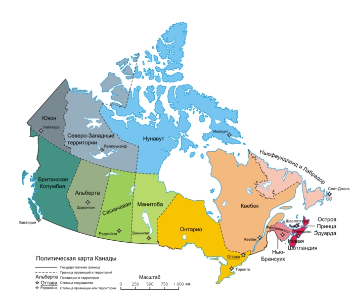 Політична карта Канади