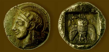 Афинская монета. 478-400 до н.э.