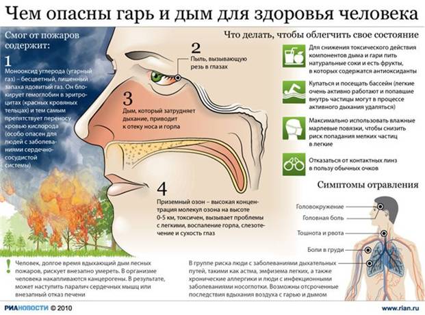 Влияние дыма и гари на дыхание и организм человека