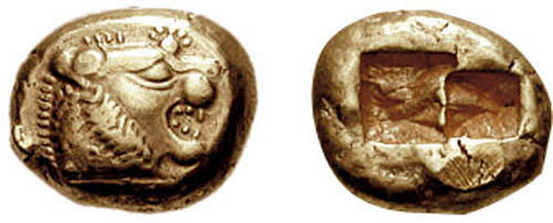 Лідійська монета VI ст. до н. е.