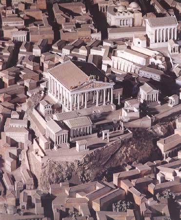 Капитолий. Реконструкция. III в. до н.э. - I в. н.э. Хранится в Музее Римской цивилизации, Рим, Италия. Худ. И.Джизмонди