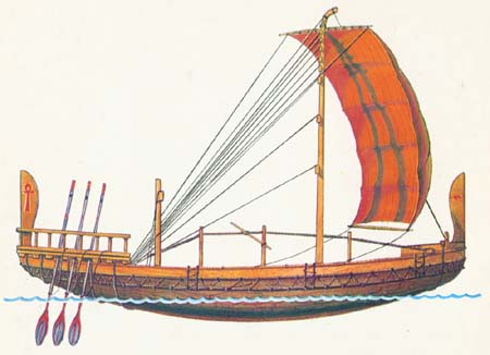 Египетский торговый корабль. Реконструкция. III тыс. до н.э.
