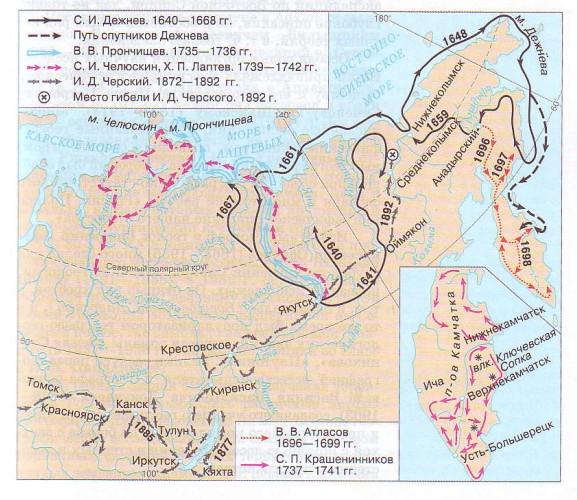 Изучение территории Сибири и Камчатки