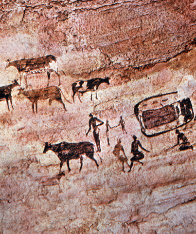 Наскельний живопис, який доводить появу скотарства в первісному суспільстві