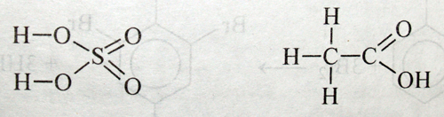 структурні формули сульфатної та ацетатної кислот