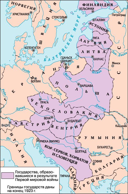 Держави, що з'явилися після Першої Світової війни в Європі