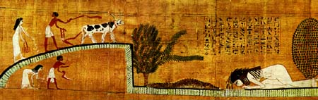 Сцены поклонения крокодилу с погребального папируса Та-ди-Мут, певца Амона. X в. до н.э.