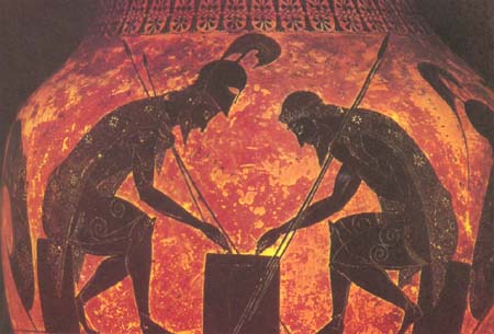 Аякс и Ахилл, играющие в кости. VI в. до н.э.