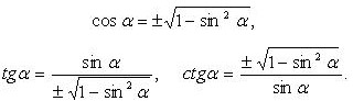 Выражение тригонометрических функций