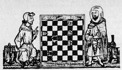 Христианин и араб, играющие в шахматы. Миниатюра (XIII в.)