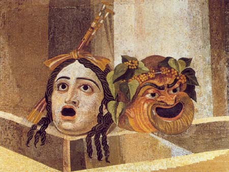 Театральные маски. II в. Мозаика виллы Адриана в Тиволи. Хранится в Музее Капитолия в Риме